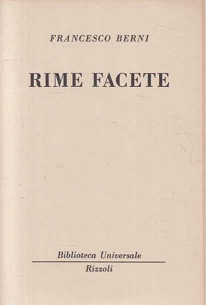 Rime Facete - Francesco Berni - copertina