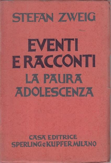 Eventi E Racconti La Paura Adolescenza - Stefan Zweig - copertina