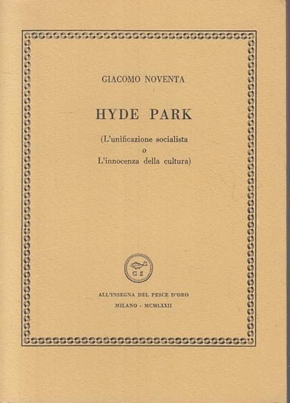 Hyde Park - Giacomo Noventa - copertina