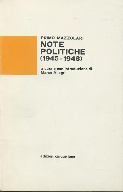 Note Politiche 1945/1948 - Primo Mazzolari - copertina