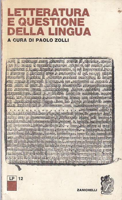 Letteratura E Questione Della Lingua- Zolli- Zanichelli - Paolo Zolli - copertina