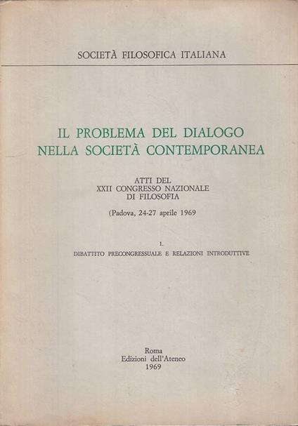 Problema Del Dialogo Società Contemporanea - copertina