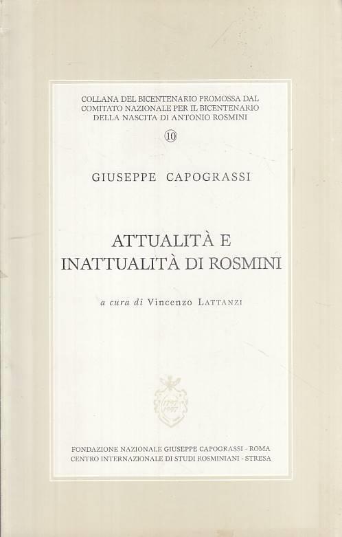 Attualità E Inattualità Di Rosmini - Giuseppe Capograssi - copertina