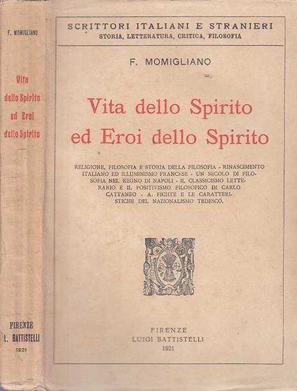 Vita Dello Spirito Ed Eroi Dello Spirito - Felice Momigliano - copertina