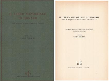 Libro Memoriale Donato Volgare Lucchese Duecento - copertina