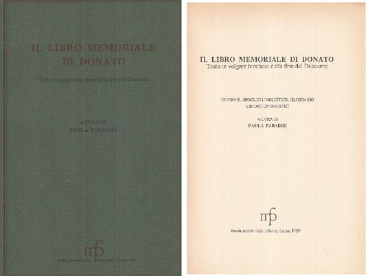 Libro Memoriale Donato Volgare Lucchese Duecento - copertina