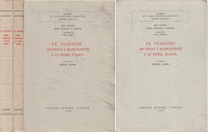 Tragedie Manoscritti Prime Stampe Vol.Ii 2 Parti - Ireneo Sanesi - copertina