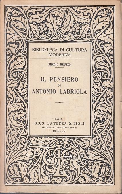 Il Pensiero Di Antonio Labriola - Sergio Bruzzo - copertina