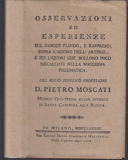 Osservazioni Ed Esperienze Anastatica - Pietro Moscati - copertina