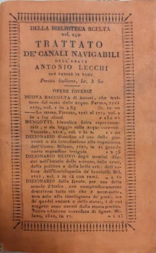 Trattato de' canali navigabili - Antonio Lecchi - copertina