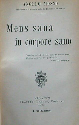 Mens sana in corpore sano - Angelo Mosso - copertina