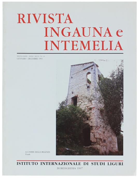 Rivista Ingauna E Intemelia. Nuova Serie. Anno Xlviii, N. 1-4, Genn./Dic. 1993. - Autori Vari. - Istituto Internazionale Studi Liguri, - 1997 - copertina