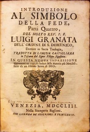 Introduzione al simbolo della fede, parti quattro, del molto Rev, P. F. Luigi Granata - Luigi Granata - copertina