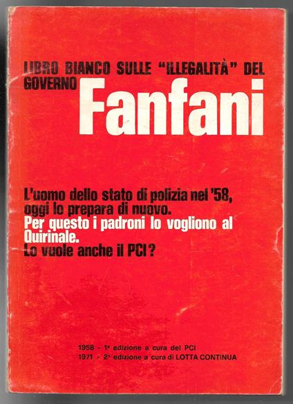 Libro bianco sulle illegalità del governo Fanfani - copertina