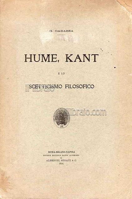 Hume, Kant e lo scetticismo filosofico - Kant e lo scetticismo filosofico Hume - copertina