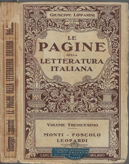 Le pagine della letteratura italiana Vol. XIII - Giuseppe Lipparini - copertina