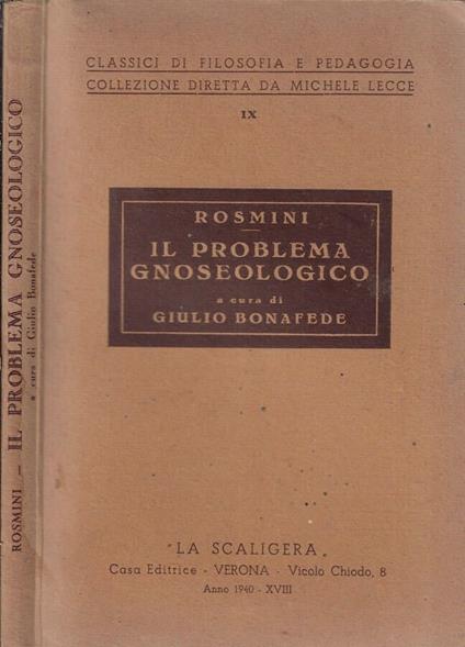 Il problema gnoseologico - copertina