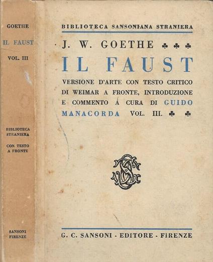 Il Faust. Vol. III - Johann Wolfgang Goethe - copertina