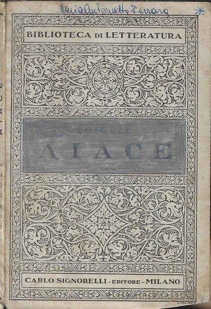 Aiace - Sofocle - copertina