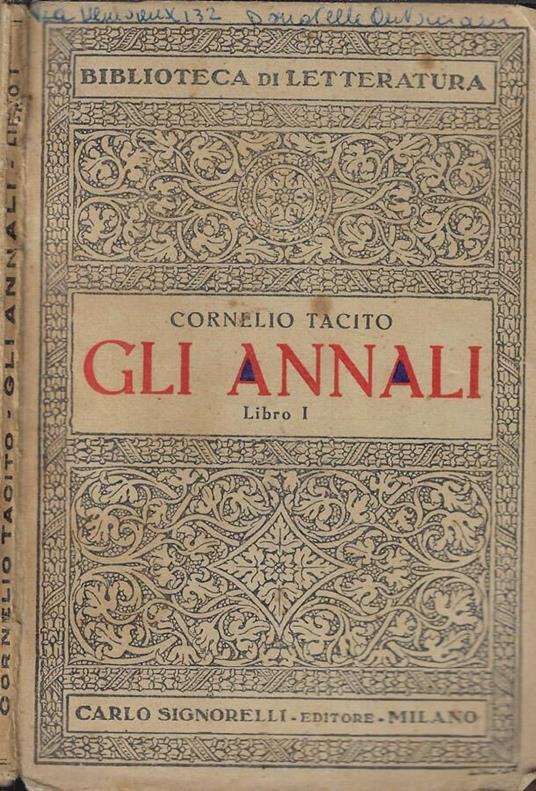 Gli annali libro I - P. Cornelio Tacito - copertina