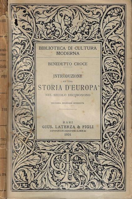 Introduzione ad una Storia d'Europa nel secolo decimonono - Benedetto Croce - copertina