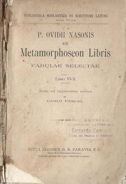 Metamorphoseon Libris - P. Nasone Ovidio - copertina