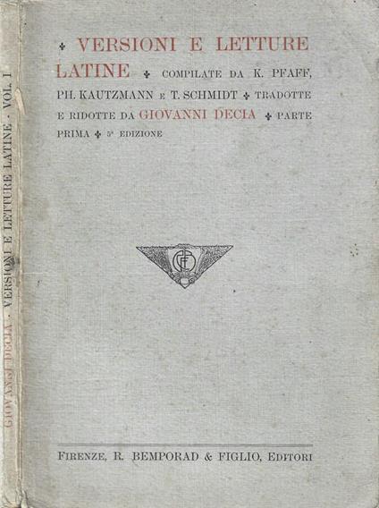 Versioni e letture latine - copertina