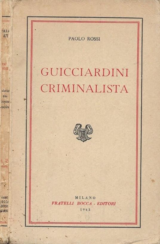 Guicciardini criminalista - Paolo Rossi - copertina
