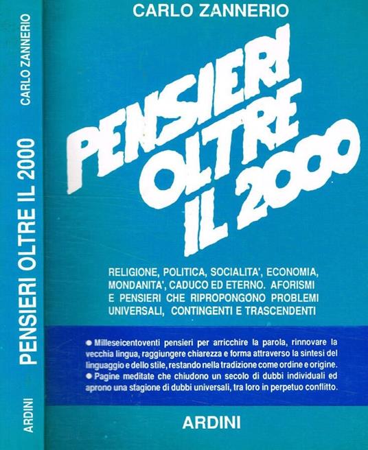 Pensieri oltre il 2000 - Carlo Zannerio - copertina