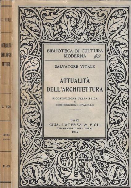 Attualità dell'architettura - Salvatore Vitale - copertina