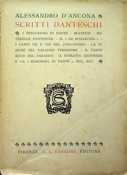 Scritti danteschi - Alessandro D'Ancona - copertina