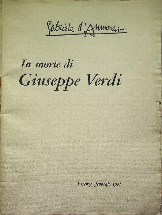 In morte di Giuseppe Verdi: canzone - Gabriele D'Annunzio - copertina