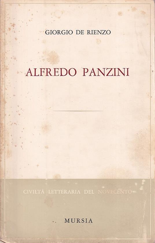 Alfredo Panzini - Giorgio De Rienzo - copertina