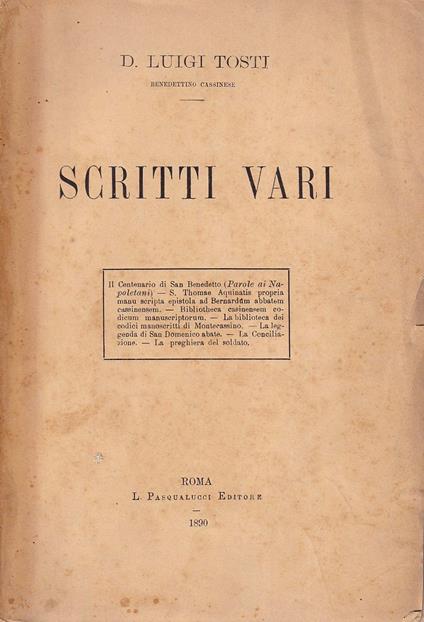 Scritti vari - Luigi Tosti - copertina