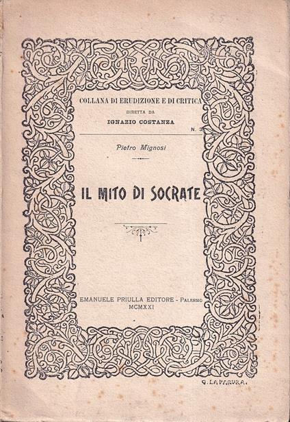 Il mito di Socrate - Pietro Mignosi - copertina