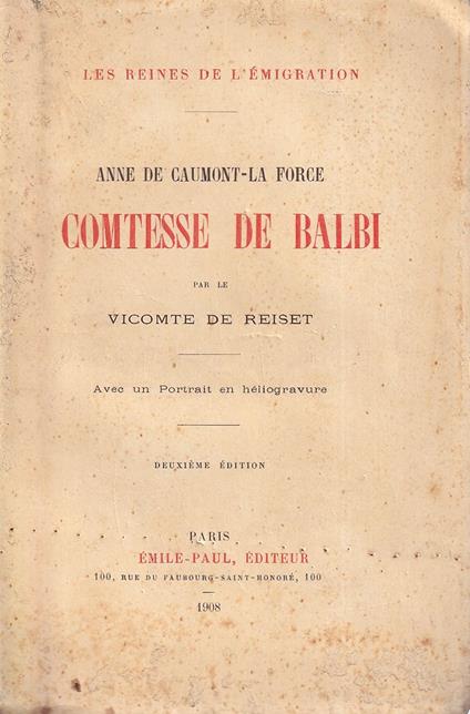 Anne de Caumont-La Force, comtesse de Balbi - copertina