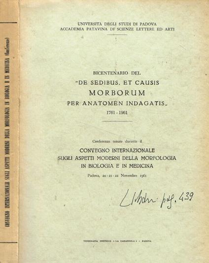 Convegno internazionale sugli aspetti moderni della morfologia in biologia e in medicina - copertina