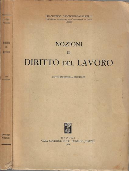 Nozioni di diritto del lavoro - Francesco Santoro Passarelli - copertina