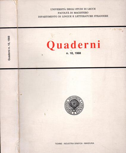 Quaderni. N. 10, 1988 - copertina