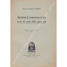 Questioni di competenza in materia di conti delle opere pie - Silvia Lessona - copertina