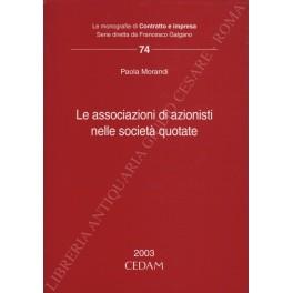 Le associazioni di azionisti nelle società quotate - Paola Morandi - copertina