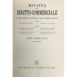 Rivista del Diritto Commerciale e del diritto generale delle obbligazioni. Fondata da A. Sraffa e C. Vivante. Diretta da A. Asquini, G. Ferri, R. Nicol˜, S. Satta. Vol. LXXIII - 1975 - copertina