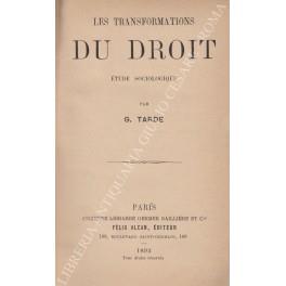 Les transformations du droit. Etude sociologique - Gabriel Tarde - copertina