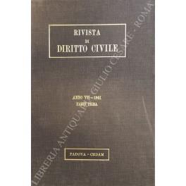 Rivista di diritto civile. Anno VII - 1961 - copertina