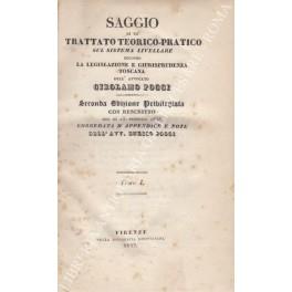 Saggio di un trattato teorico-pratico sul sistema livellare secondo la legislazione e giurisprudenza toscana dell'avvocato Girolamo Poggi. Tomo I - copertina