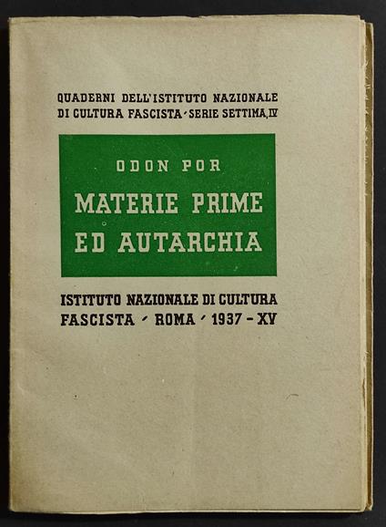 Materie Prime ed Autarchia - Odon Por - copertina