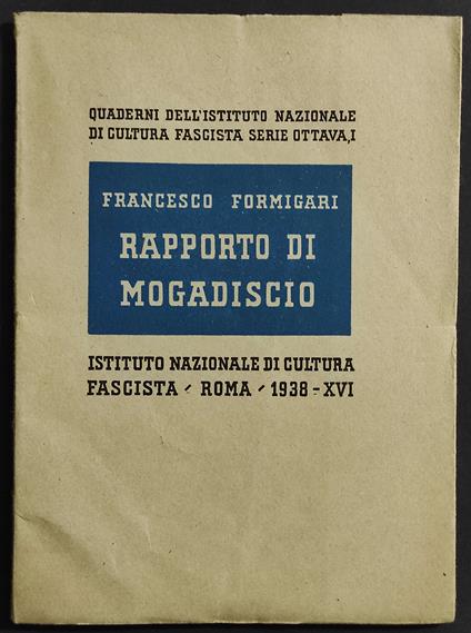 Rapporto di Mogadiscio - Francesco Formigari - copertina