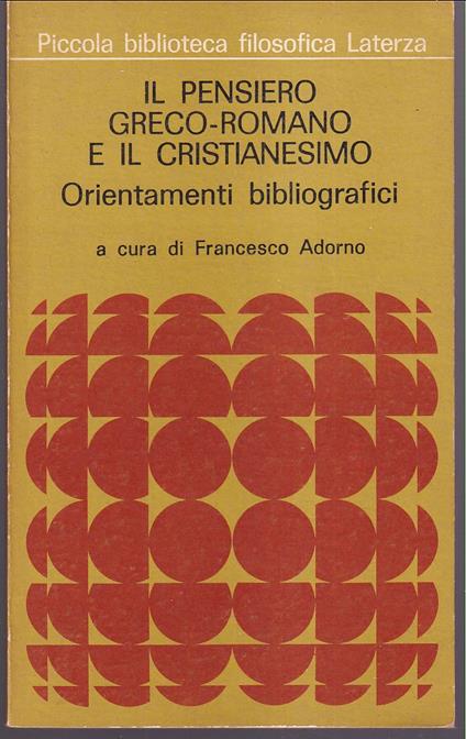 Il pensiero greco-romano e il cristianesimo Orientamenti bibliografici - copertina