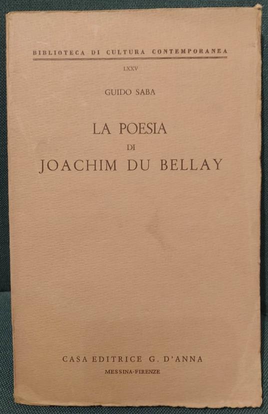 La poesia di Joachim Du Bellay - Guido Saba - copertina