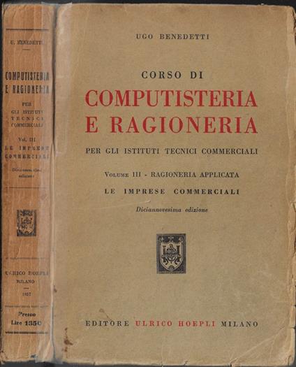 Corso di computisteria e ragioneria Vol. III - Ugo Benedetti - copertina